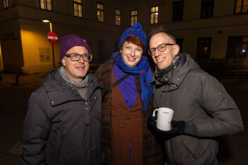 Benjamin und Petra mit einem Kunden